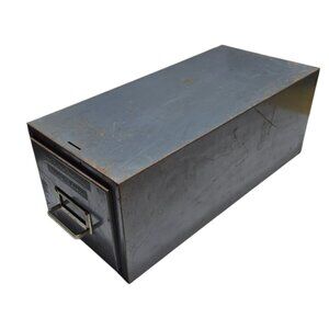 Vintage Metal Industrial Card File Drawer Postcard Photo Storage Steelmaster